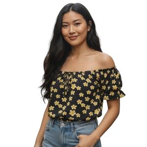 Vintage Forever 21 Yellow Floral Crop Top